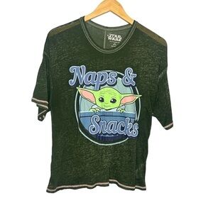 Star Wars Baby Yoda Naps and Snacks Graphic Tee Large